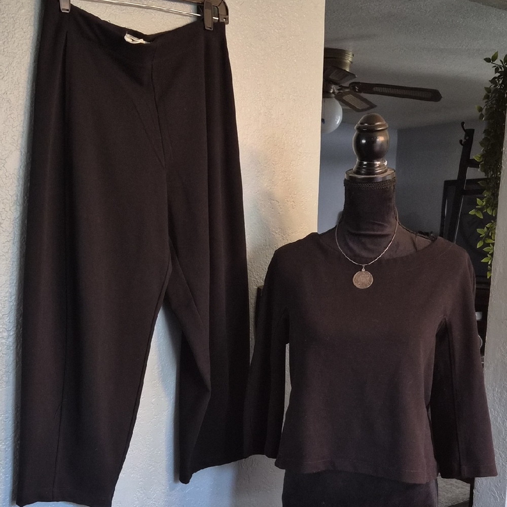 Max Studio Black Wide Leg Pants and Top Set